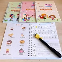Magic Practice Copybook Set – 4 Books + Pen & Refills for Kids (3–5 Years)