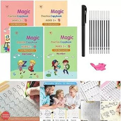 Magic Practice Copybook Set – 4 Books + Pen & Refills for Kids (3–5 Years)