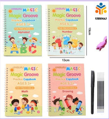 Magic Practice Copybook Set – 4 Books + Pen & Refills for Kids (3–5 Years)