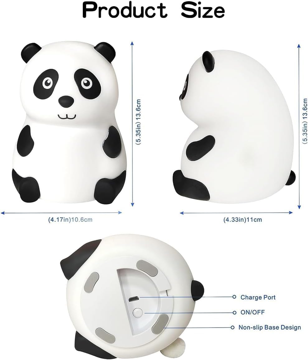Sweet Panda Silicone Night Lamp – USB Rechargeable, Multicolor Kids Room Light