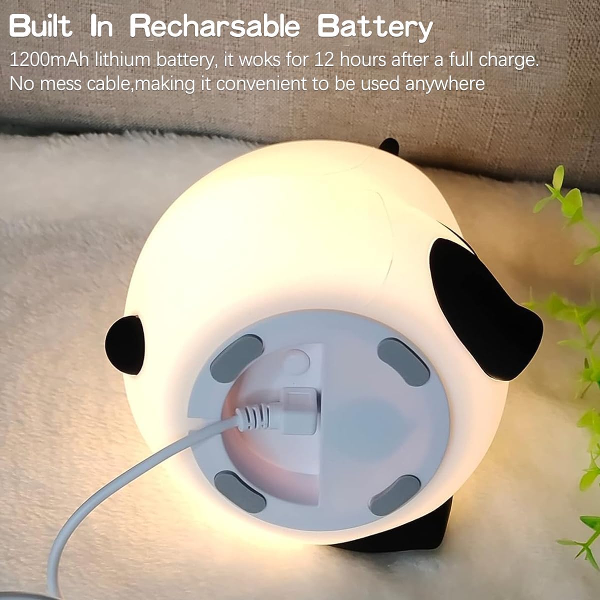 Sweet Panda Silicone Night Lamp – USB Rechargeable, Multicolor Kids Room Light