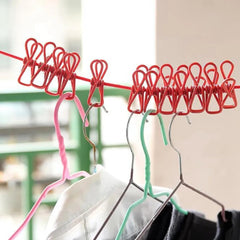 2-Pack Portable Elastic Clothesline with Hooks & Clips  No-Drill Drying Rope for Indoor & Outdoor Use