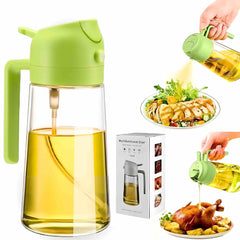 TrendPlain 2-in-1 Olive Oil Sprayer – 16oz Glass Dispenser, Green